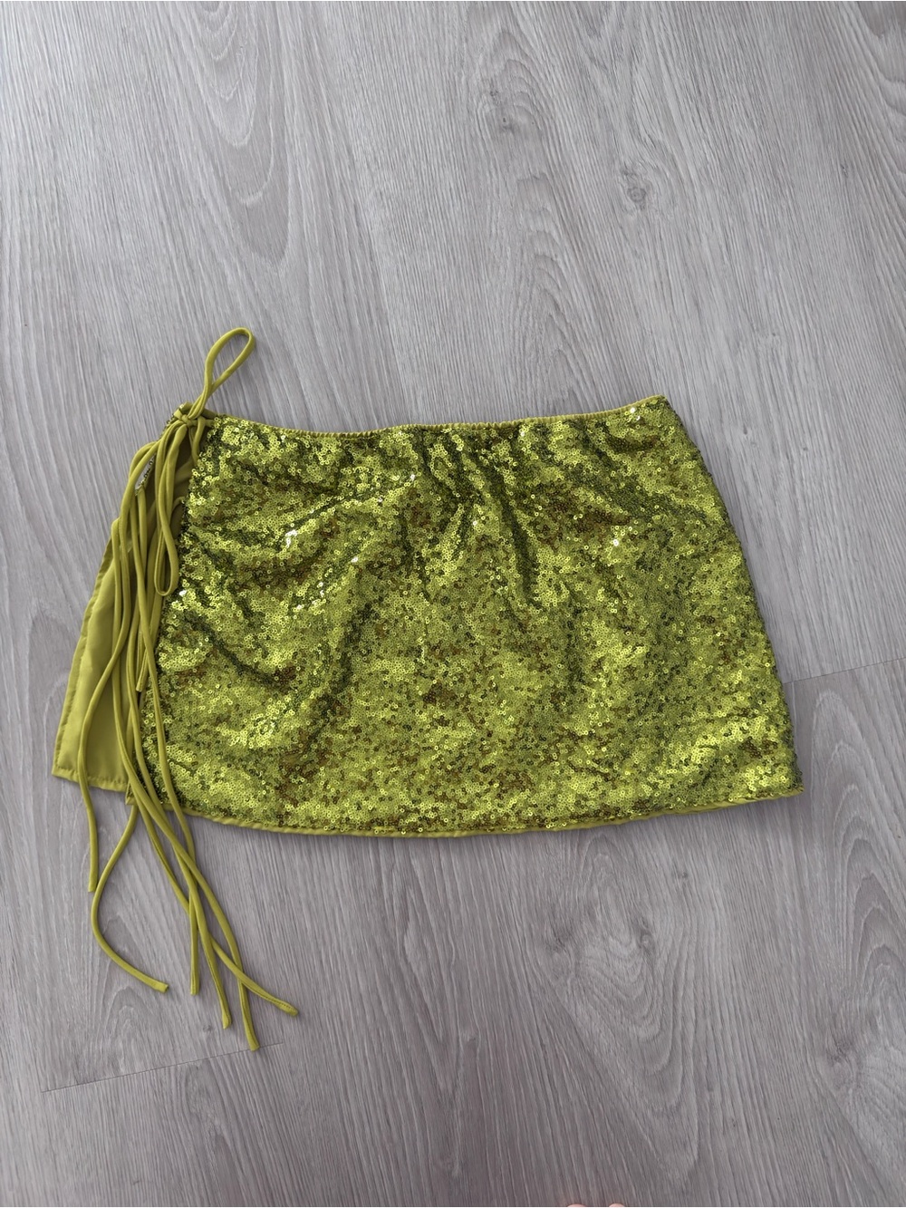 Sequin Mini Skirt in Chartreuse